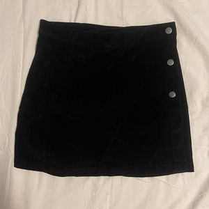 Corduroy black button up skirt